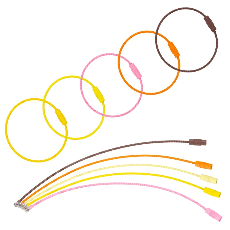 30 Pcs Wire Keychain Cable, 6 Inch Metal Wire Key Ring Loop, Colorful