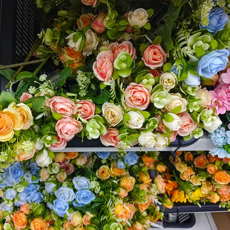 50Pcs 3.15 Inch Fake Roses with Stems Artificial Flowers Wedding Decor, Blue