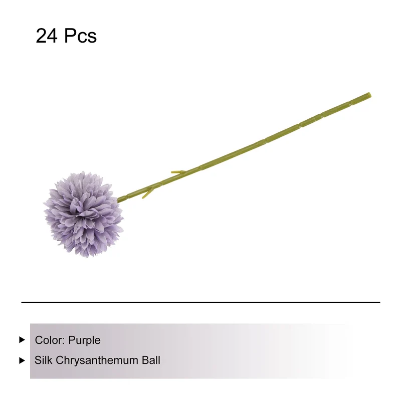 Artificial Flower Heads Silk Chrysanthemum Hydrangea Purple Faux 24Pcs