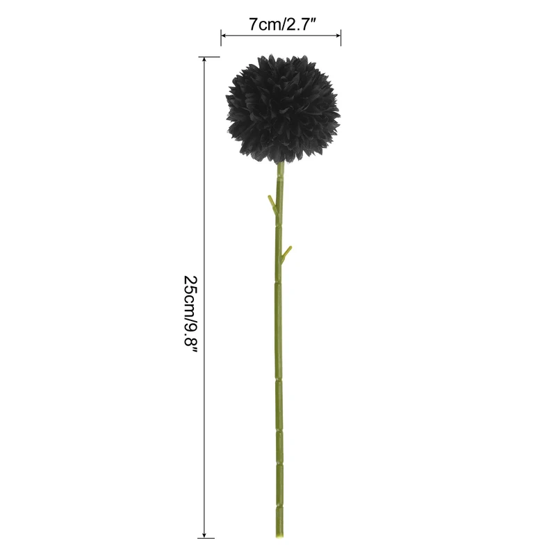 Artificial Flower Heads Silk Chrysanthemum Hydrangea Black Faux 24Pcs