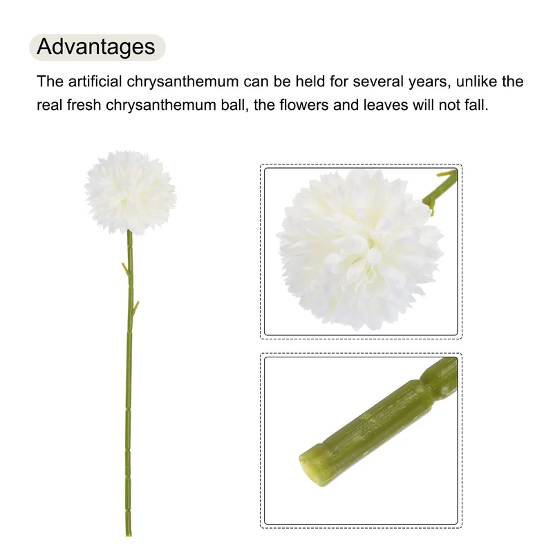 Artificial Flower Heads Silk Chrysanthemum Hydrangea Beige Faux 24Pcs