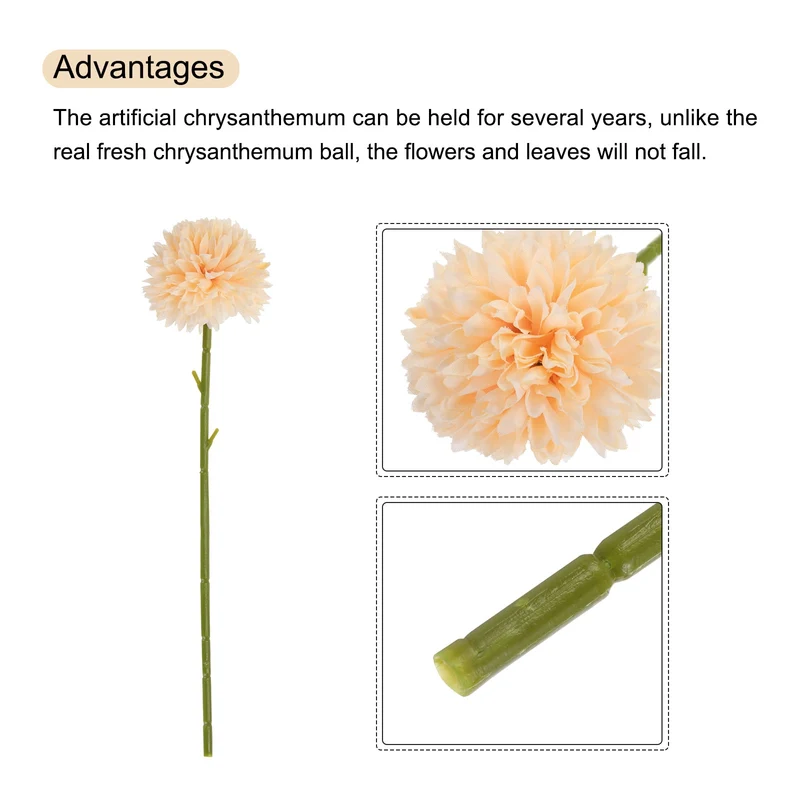 Artificial Flower Heads Silk Chrysanthemum Hydrangea Champagne Faux 12Pcs