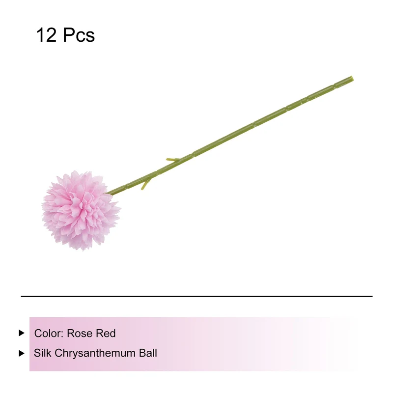 Artificial Flower Heads Silk Chrysanthemum Hydrangea Rose Red Faux 12Pcs