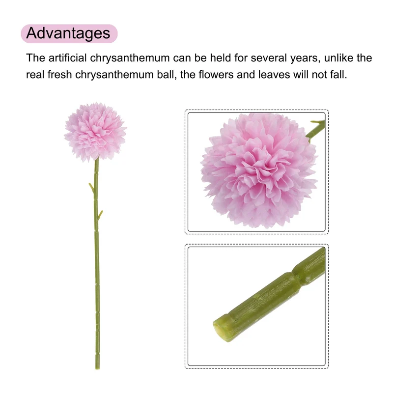 Artificial Flower Heads Silk Chrysanthemum Hydrangea Rose Red Faux 12Pcs