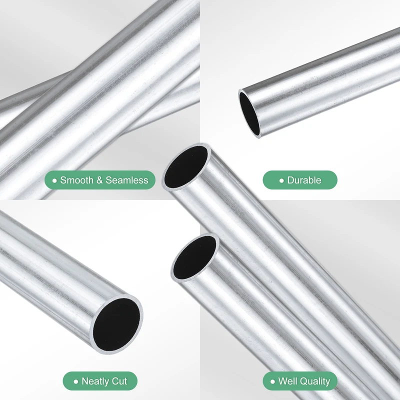 2-Pack 6063 Aluminum Round Tube, 19mmx23mm(IDxOD) 300mm Length Straight Tubing