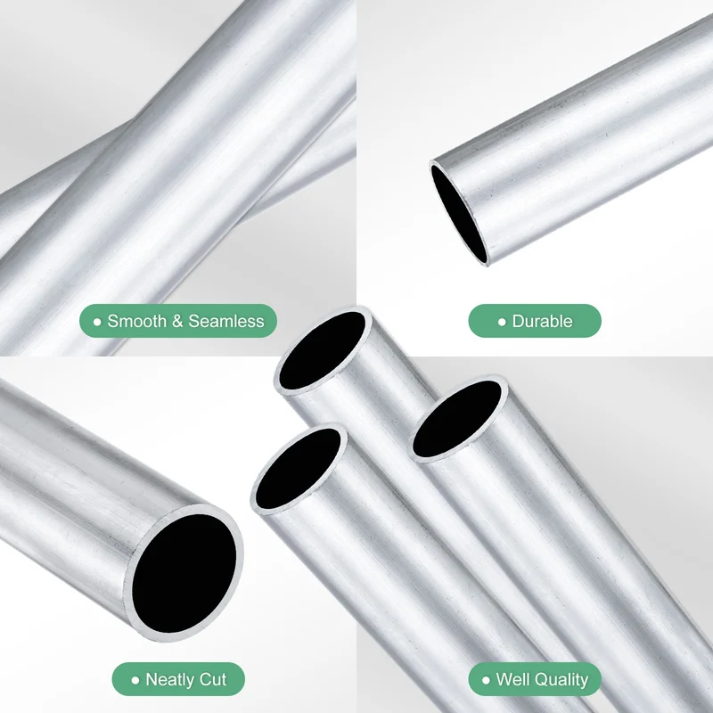 3-Pack 6063 Aluminum Round Tube, 19mmx22mm(IDxOD) 300mm Length Straight Tubing