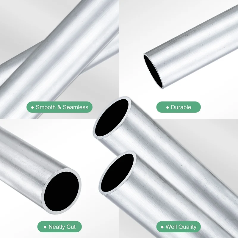 2-Pack 6063 Aluminum Round Tube, 19mmx22mm(IDxOD) 300mm Length Straight Tubing