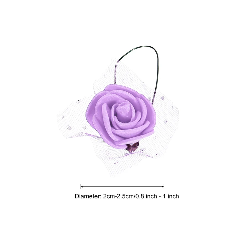 Artificial Rose Flower Heads, Purple Mini Faux Flowers 0.8 Inch-1 Inch 144Pcs