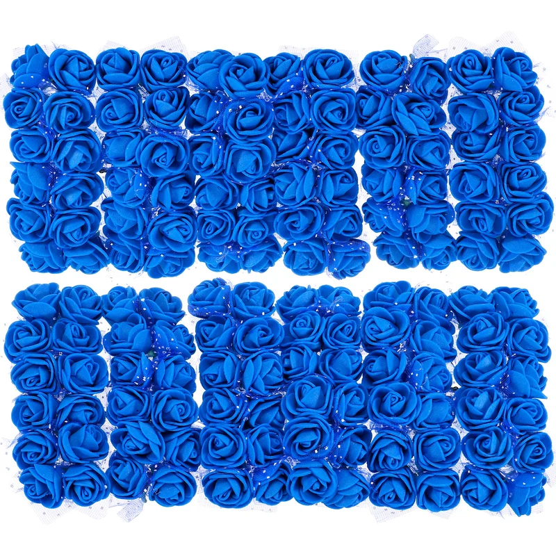 Artificial Rose Flower Heads, Bright Blue Mini Flowers 0.8 Inch-1 Inch 144Pcs