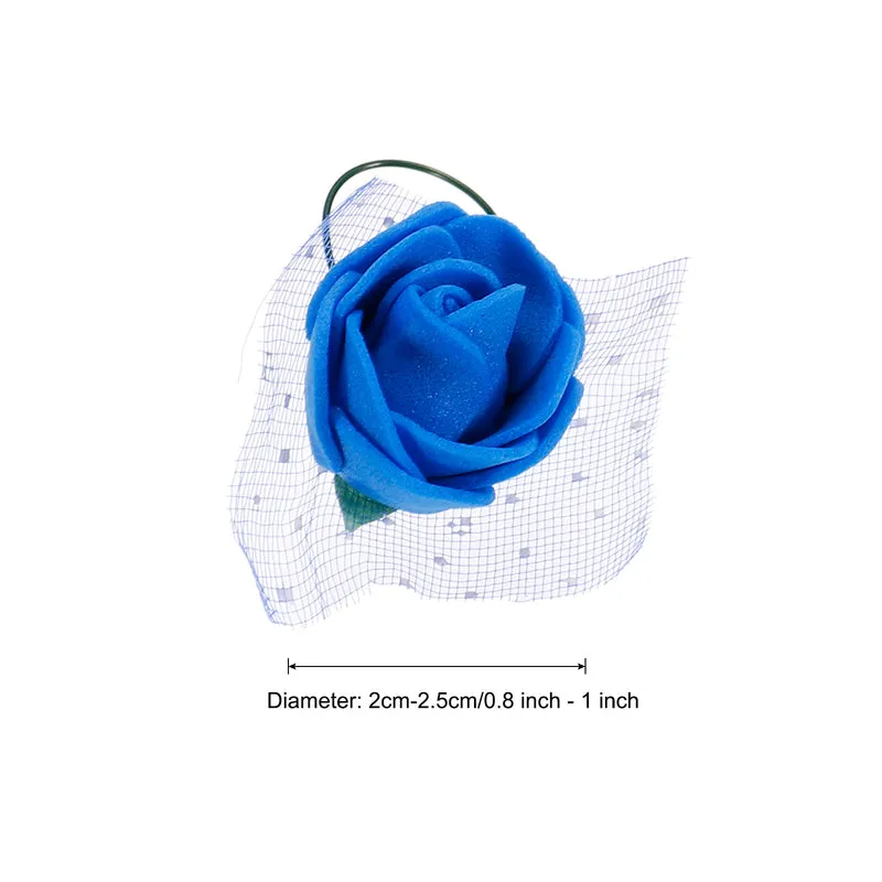 Artificial Rose Flower Heads, Bright Blue Mini Flowers 0.8 Inch-1 Inch 144Pcs