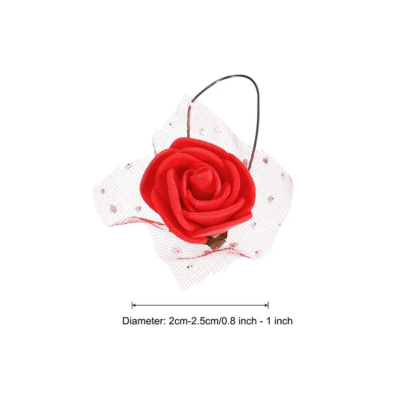 144Pcs Artificial Rose Flower Heads Red Mini Faux Flowers 0.8 Inch-1 Inch