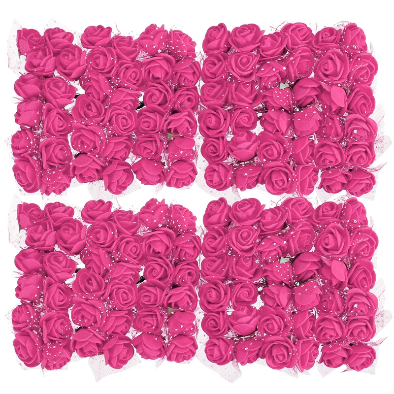 Artificial Rose Flower Heads, Rose Red Mini Faux Flowers 0.8 Inch-1 Inch 144Pcs