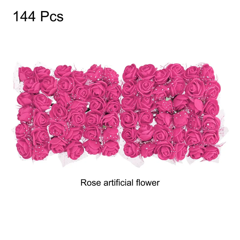Artificial Rose Flower Heads, Rose Red Mini Faux Flowers 0.8 Inch-1 Inch 144Pcs