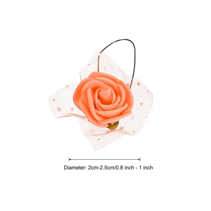 Artificial Rose Flower Heads, Orange Mini Faux Flowers 0.8 Inch-1 Inch 144Pcs