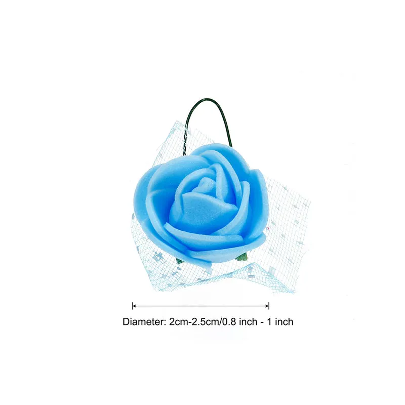 Artificial Rose Flower Heads, Sky Blue Faux Flowers 0.8 Inch-1 Inch Pack of 144