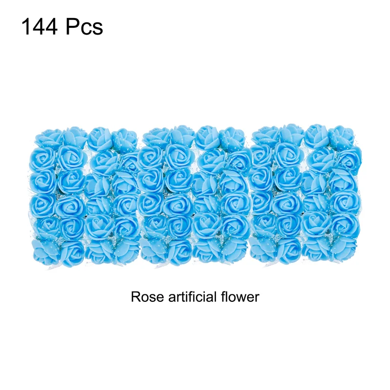 Artificial Rose Flower Heads, Sky Blue Faux Flowers 0.8 Inch-1 Inch Pack of 144
