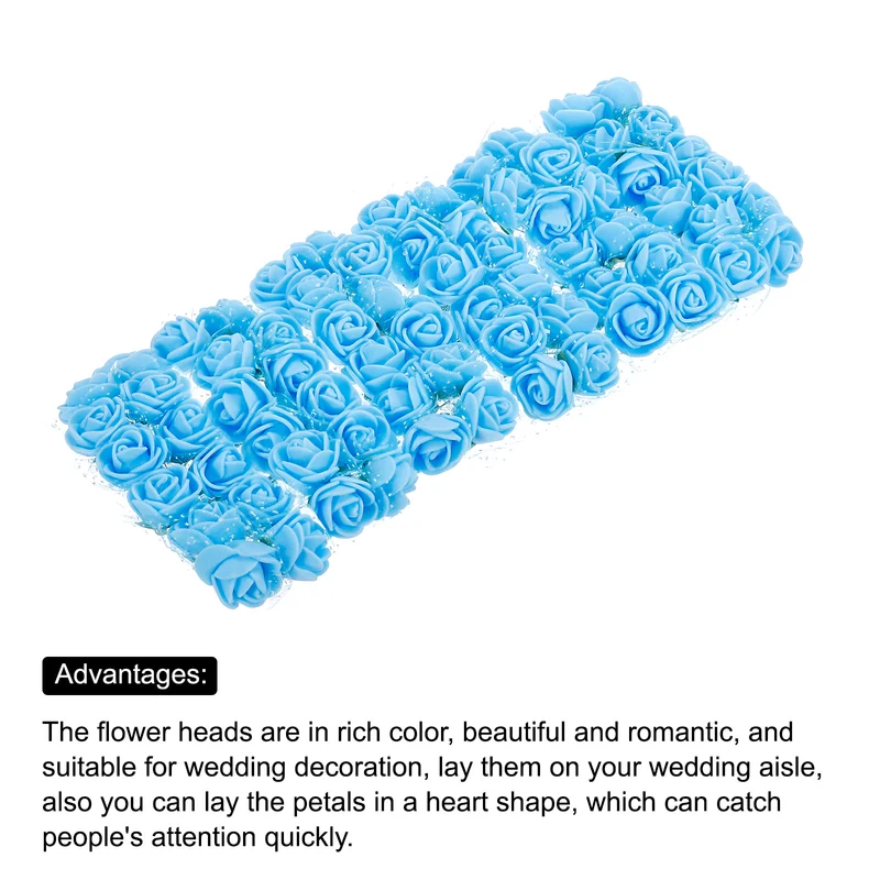 Artificial Rose Flower Heads, Sky Blue Faux Flowers 0.8 Inch-1 Inch Pack of 144