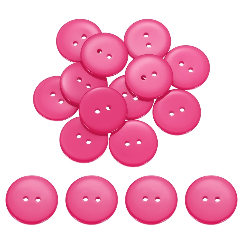 16 Pcs 25mm Resin Sewing Buttons, 2 Hole for Sewing Coats Shirts, Rose Red