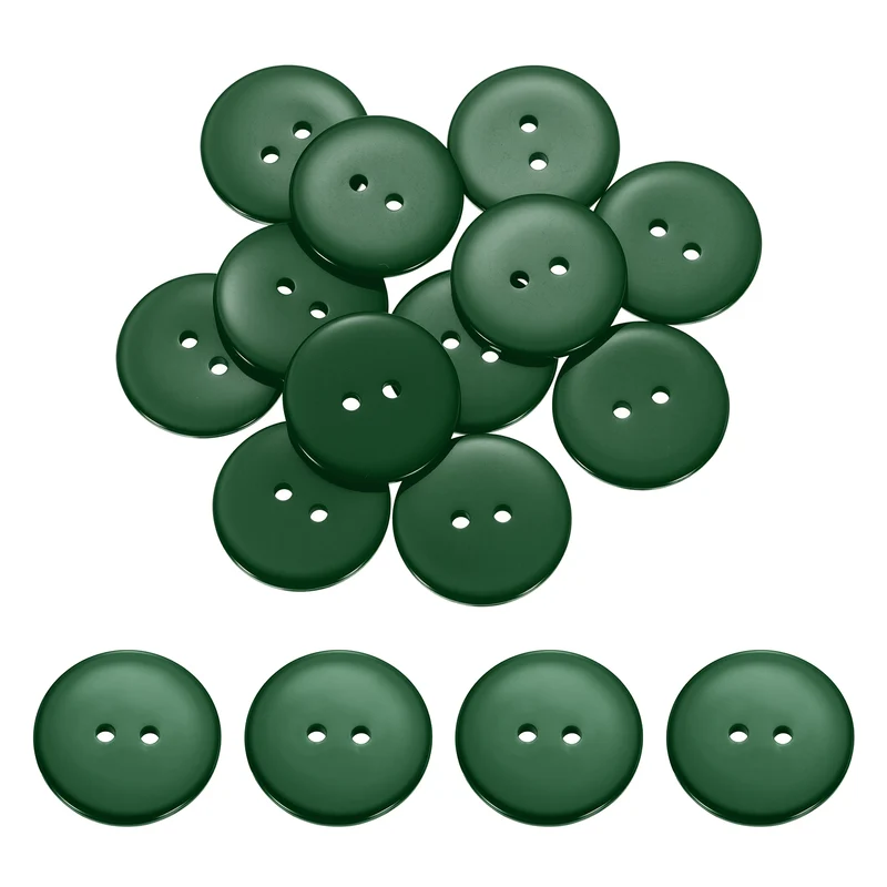 16 Pcs 25mm Resin Sewing Buttons, 2 Hole for Sewing Coats Shirts, Dark Green