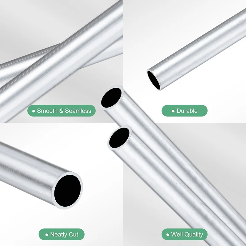 2-Pack 6063 Aluminum Round Tube, 8mmx10mm(IDxOD) 300mm Length Straight Tubing