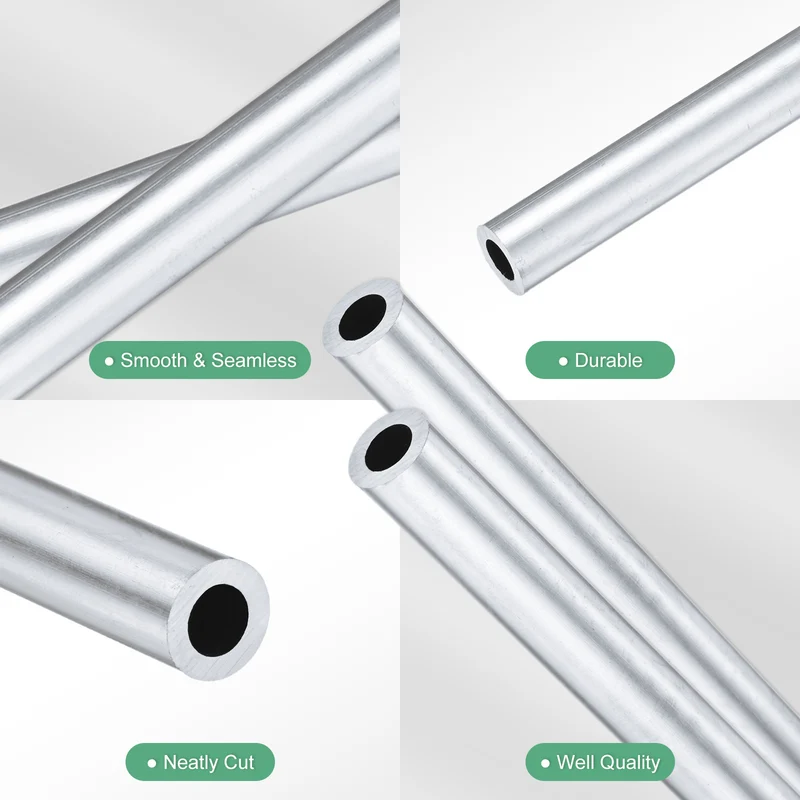 2-Pack 6063 Aluminum Round Tube, 6mmx10mm(IDxOD) 300mm Length Straight Tubing