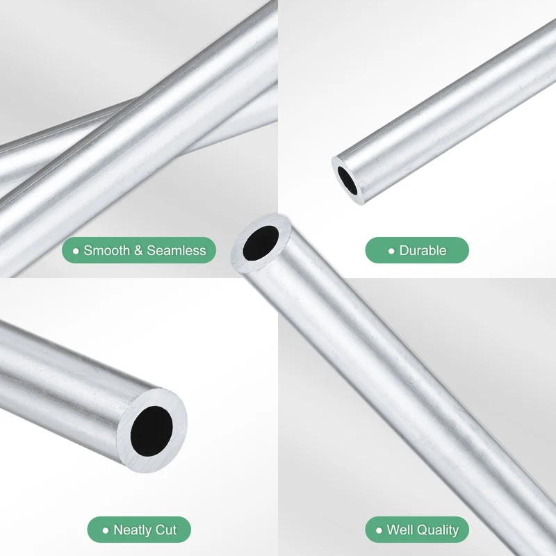 1-Pack 6063 Aluminum Round Tube, 6mmx10mm(IDxOD) 300mm Length Straight Tubing