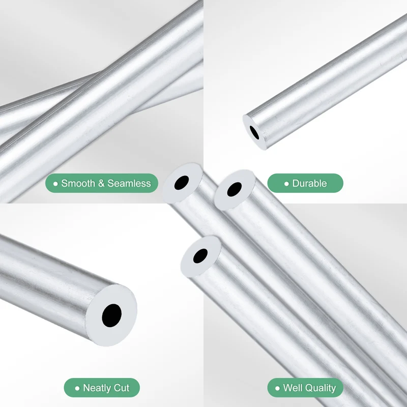 3-Pack 6063 Aluminum Round Tube, 4mmx10mm(IDxOD) 300mm Length Straight Tubing