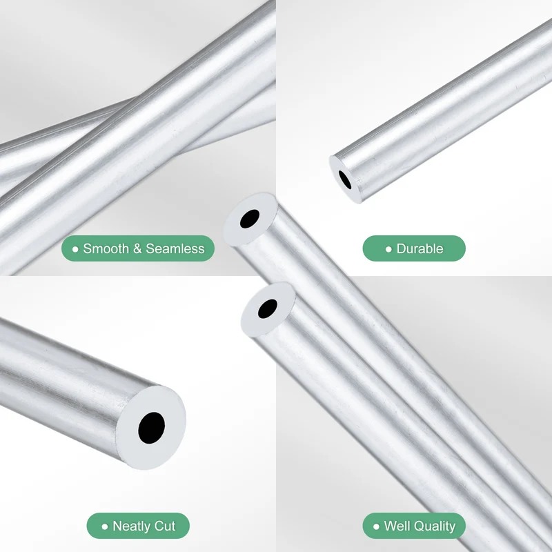 2-Pack 6063 Aluminum Round Tube, 4mmx10mm(IDxOD) 300mm Length Straight Tubing