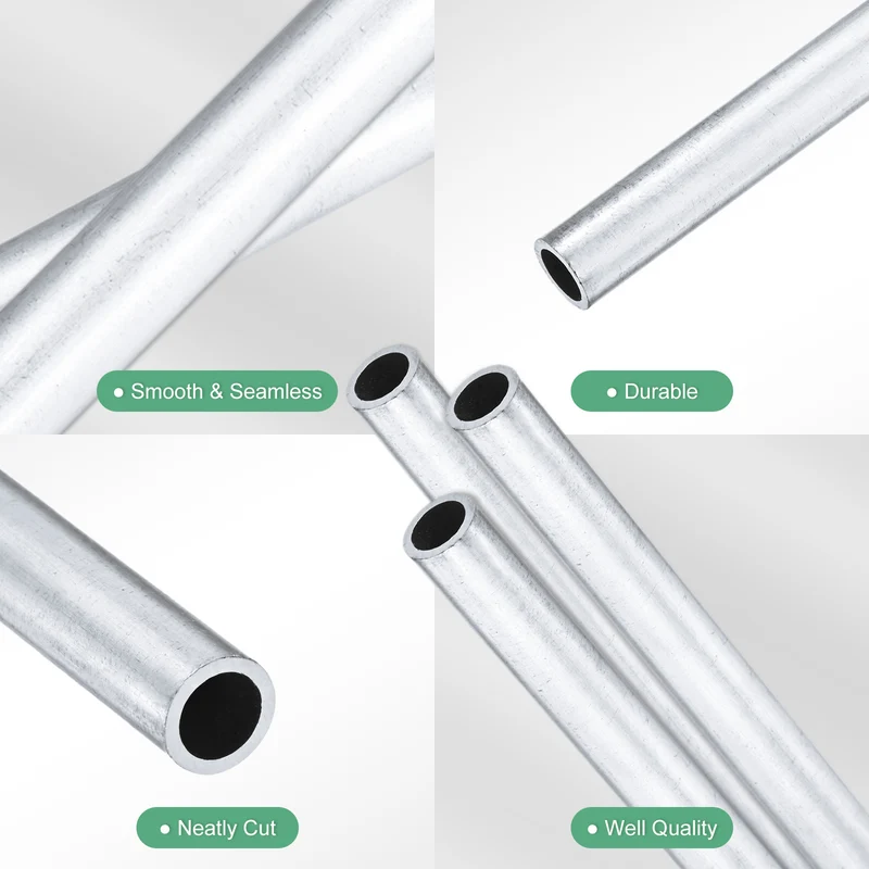3-Pack 6063 Aluminum Round Tube, 6mmx8mm(IDxOD) 300mm Length Straight Tubing