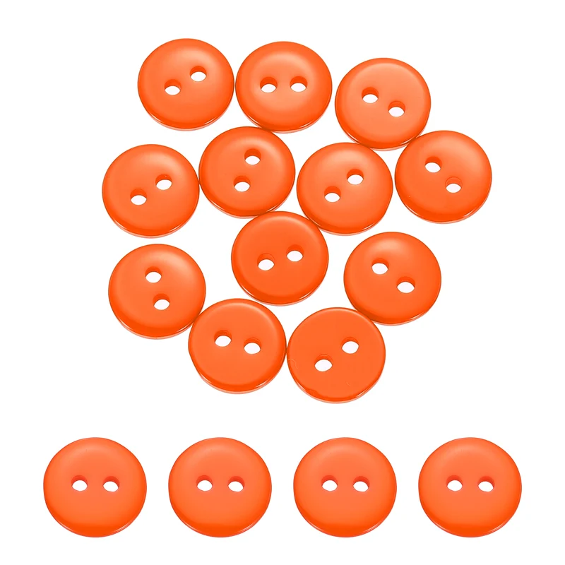 16 Pcs 10mm Resin Sewing Buttons, 2 Hole for Sewing Coats Shirts, Orange