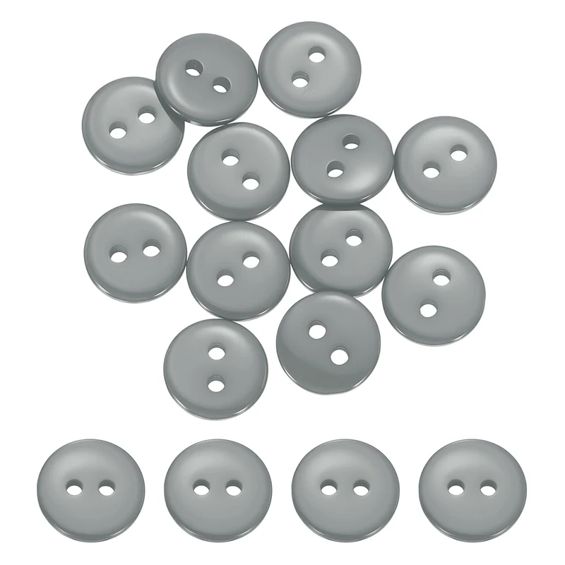 16 Pcs 10mm Resin Sewing Buttons, 2 Hole for Sewing Coats Shirts, Gray