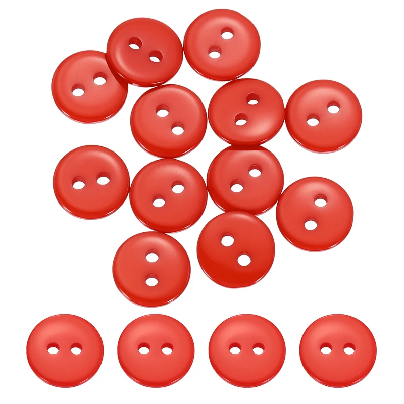 16 Pcs 10mm Resin Sewing Buttons, 2 Hole for Sewing Coats Shirts, Orange Red