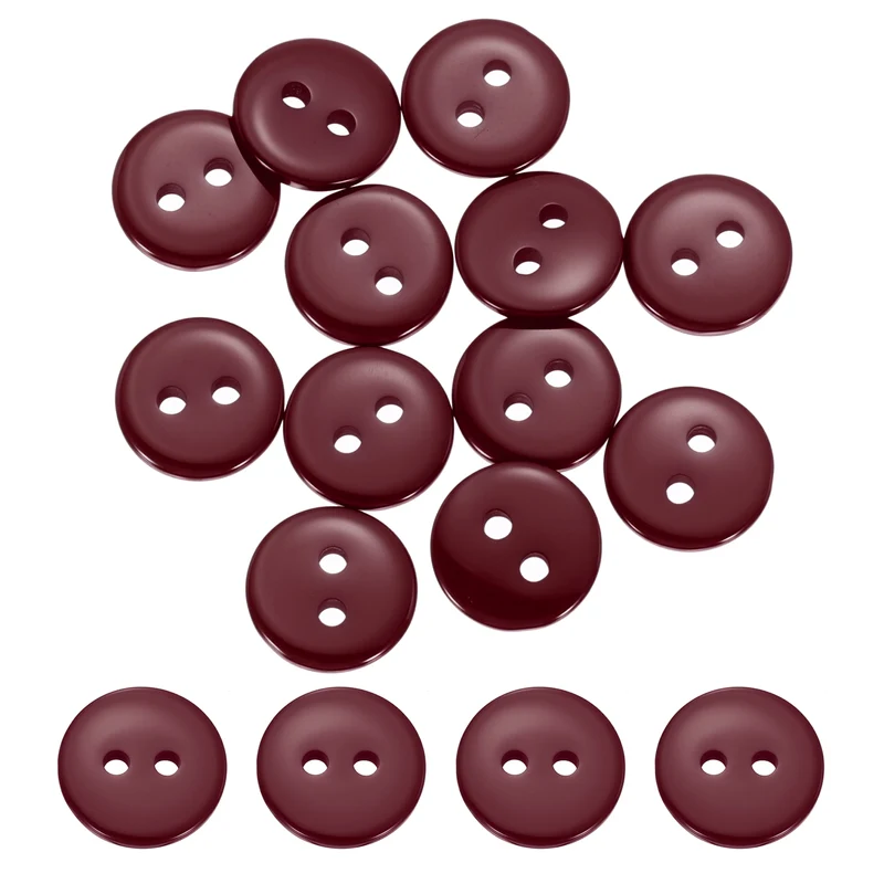 16 Pcs 10mm Resin Sewing Buttons, 2 Hole for Sewing Coats Shirts, Dark Red