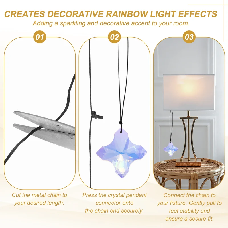 2 Pcs Cross Crystal Ceiling Fan Pull Chain Extender 9 Inch, AB Color