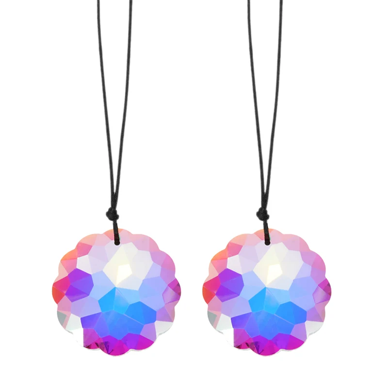 2 Pcs Plum Blossom Crystal Ceiling Fan Pull Chain Extender 8 Inch, AB Color