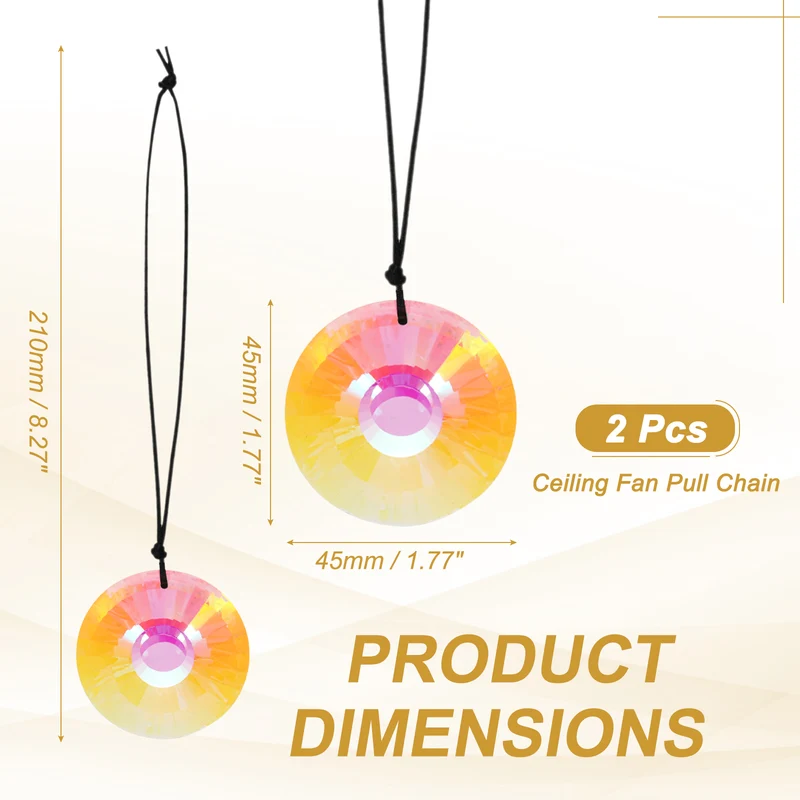 2 Pcs Sunflower Crystal Ceiling Fan Pull Chain Extender 8 Inch, AB Color
