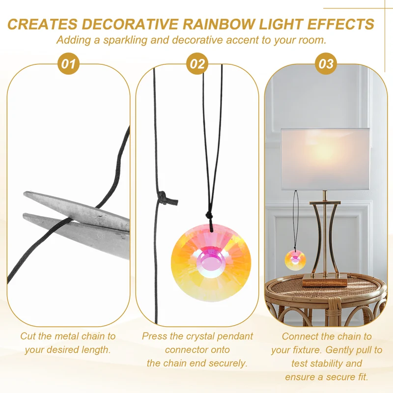 2 Pcs Sunflower Crystal Ceiling Fan Pull Chain Extender 8 Inch, AB Color