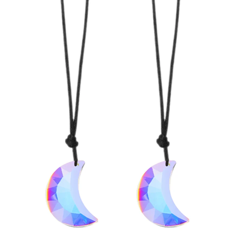 2 Pcs Moon Crystal Ceiling Fan Pull Chain Extender 12 Inch for Light, AB Color