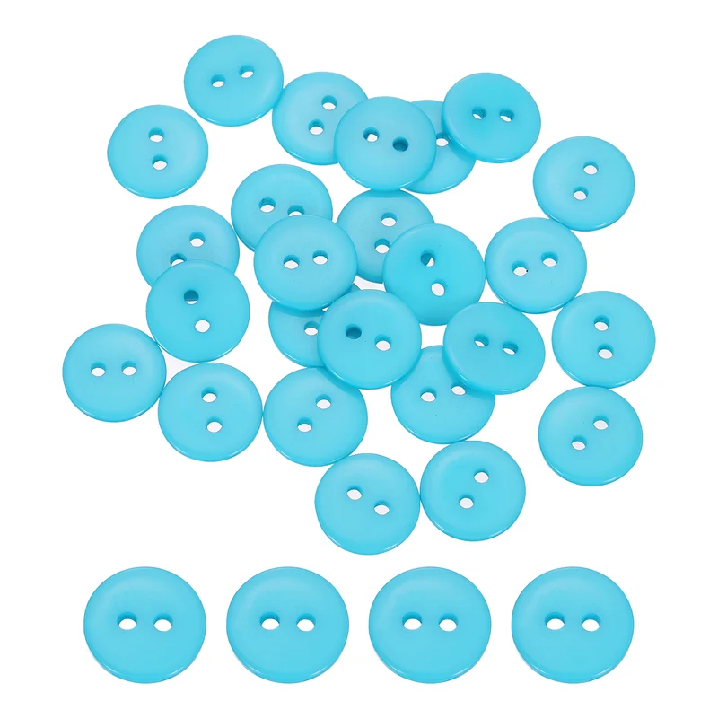25 Pcs 15mm Resin Sewing Buttons, 2 Hole for Sewing Coats Shirts, Lake Blue