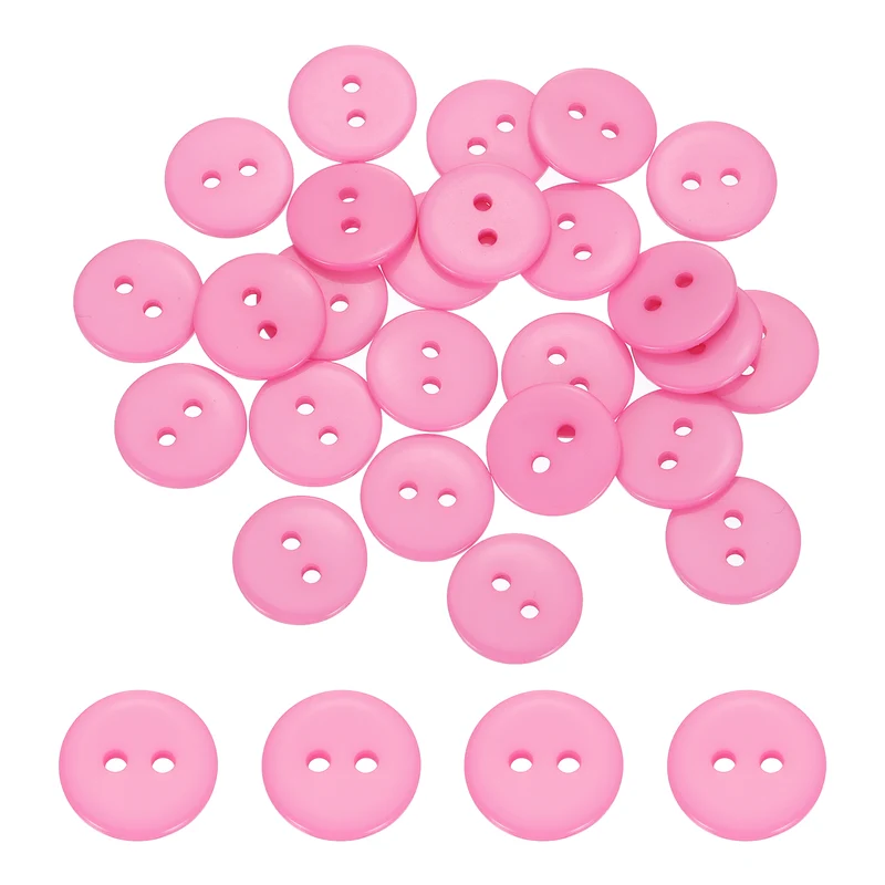 25 Pcs 15mm Resin Sewing Buttons, 2 Hole for Sewing Coats Shirts, Pink