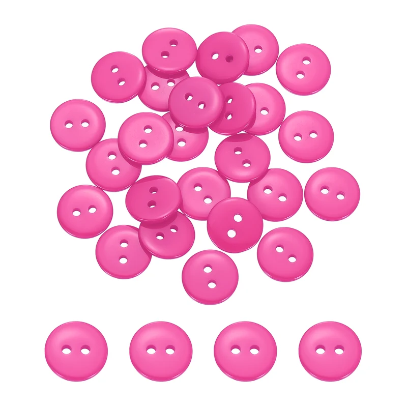 25 Pcs 15mm Resin Sewing Buttons, 2 Hole for Sewing Coats Shirts, Rose Red