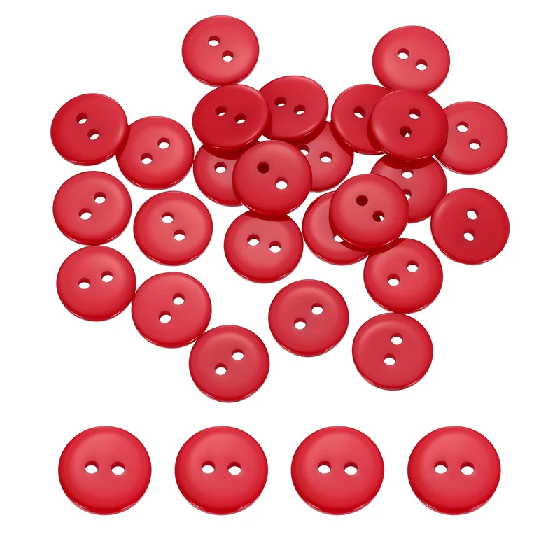 25 Pcs 15mm Resin Sewing Buttons, 2 Hole for Sewing Coats Shirts, Bright Red