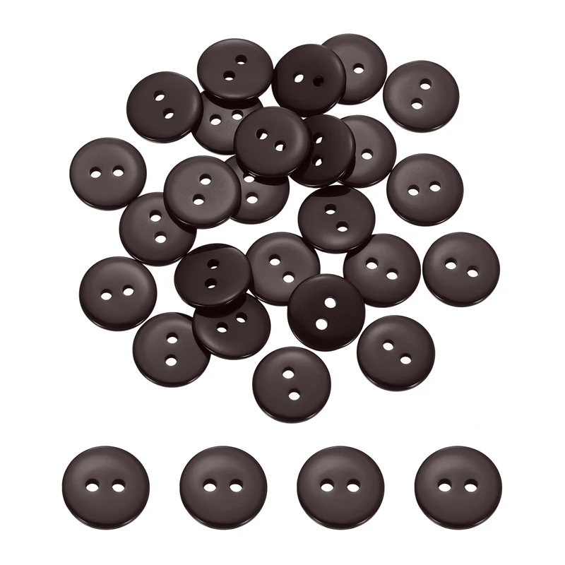 25 Pcs 15mm Resin Sewing Buttons, 2 Hole for Sewing Coats Shirts, Coffee