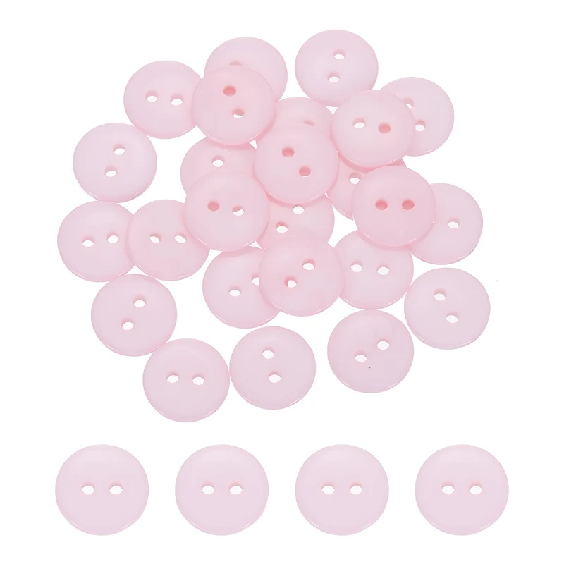25 Pcs 15mm Resin Sewing Buttons, 2 Hole for Sewing Coats Shirts, Light Pink