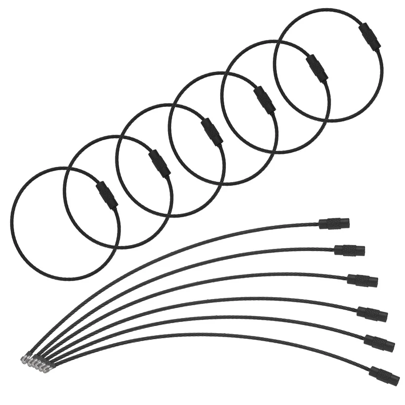 100 Pcs Wire Keychain Cable, 6 Inch Metal Wire Key Ring Loop, Black