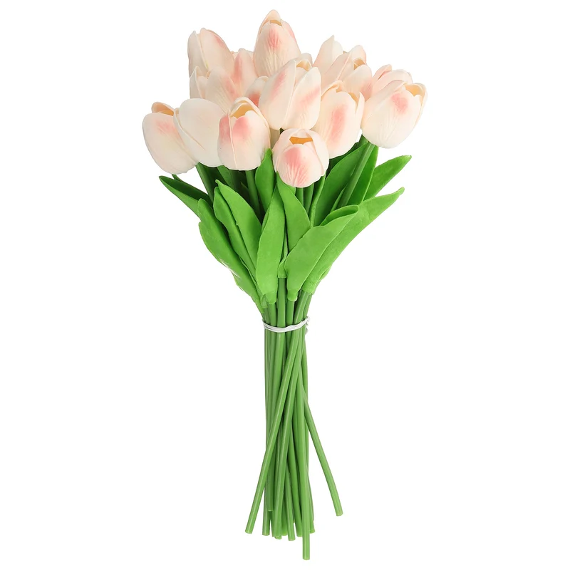 20pcs Tulips Artificial Flowers, Faux Flowers Fake Tulip Stems(Light Peach Pink)