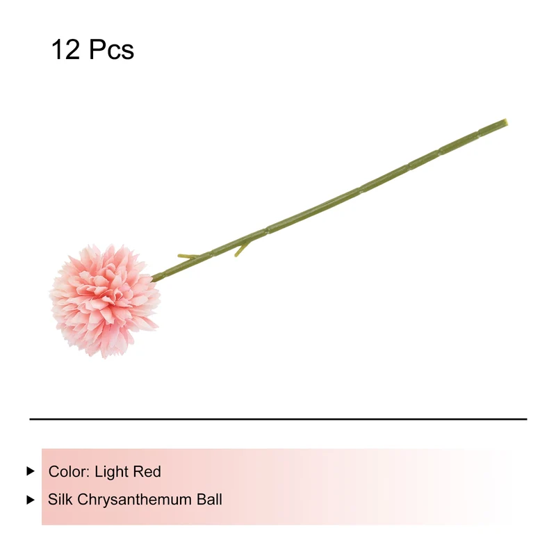 Artificial Flower Heads Silk Chrysanthemum Hydrangea Light Red Faux 12Pcs