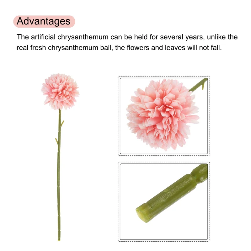 Artificial Flower Heads Silk Chrysanthemum Hydrangea Light Red Faux 12Pcs