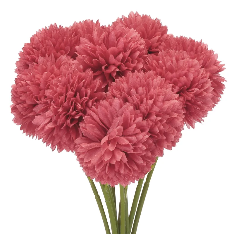 Artificial Flower Heads Silk Chrysanthemum Hydrangea Red Faux 12Pcs