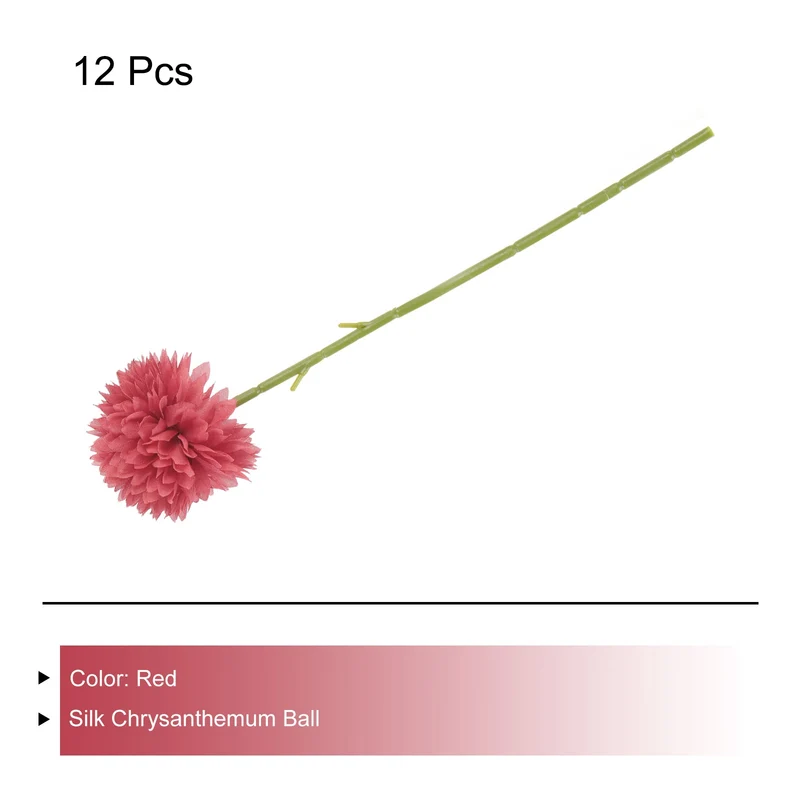 Artificial Flower Heads Silk Chrysanthemum Hydrangea Red Faux 12Pcs
